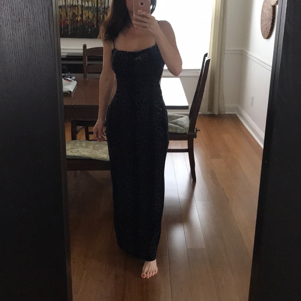 Leopard print black maxi dress
